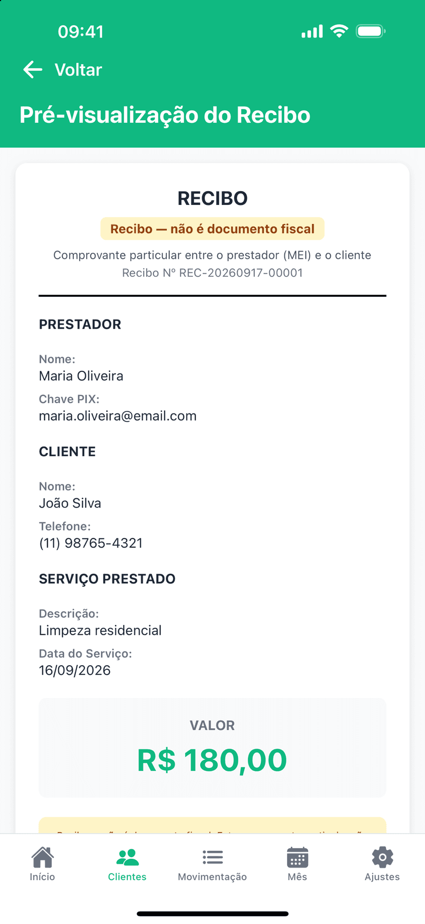 Recibo em PDF no ReciboJá.